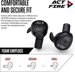 ACT FIRES Shooting Ear Buds Indoor Mode reduces echo for indoor ranges.