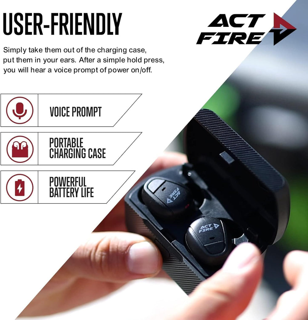 ACT FIRES Shooting Ear Buds Outdoor Mode enhances clarity in outdoor shooting.