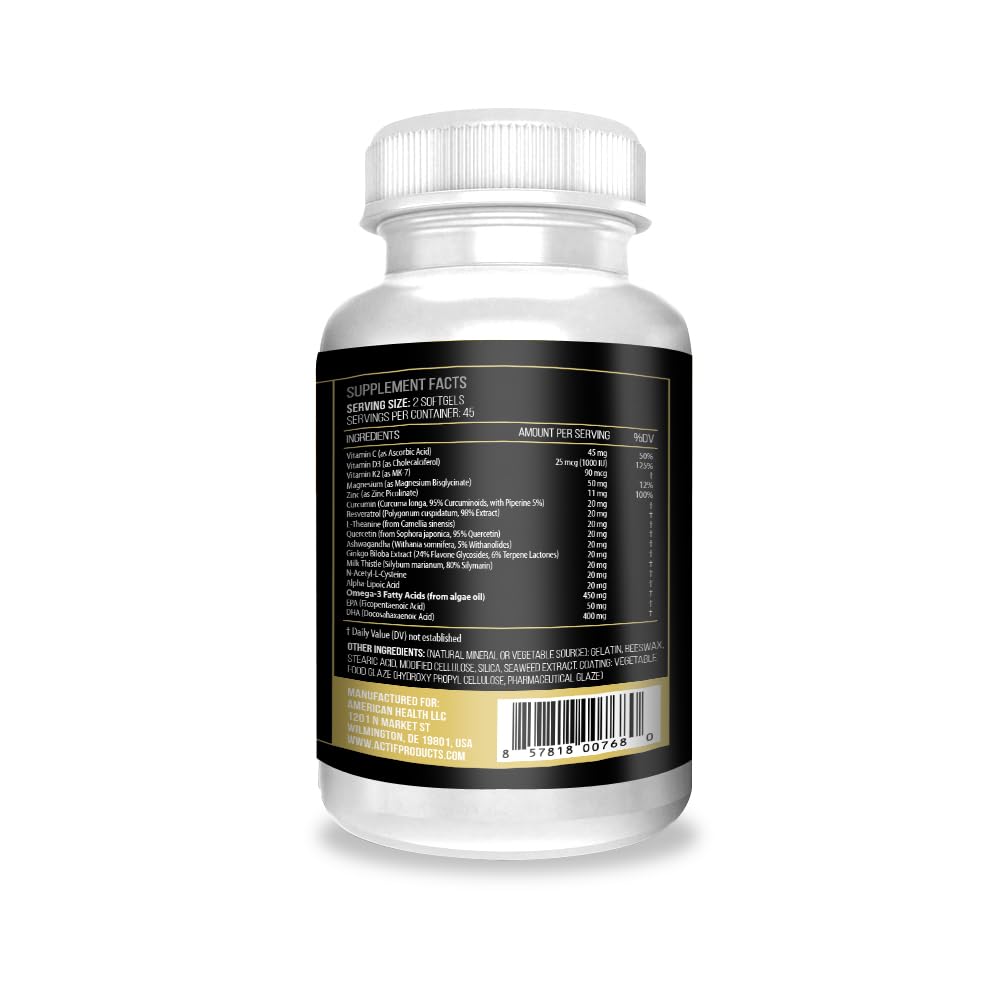 ACTIF Klotho Mega Support label close-up highlighting 20+ Advanced Factors.