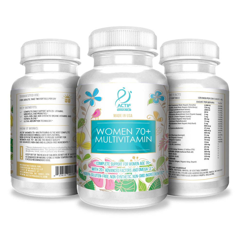 ACTIF packaging nutrition panel reveals non-GMO ingredients and comprehensive factors.