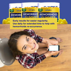 ACTIV PLUS Hemorrhoid Gummies horse chestnut image pointing to vascular health focus.