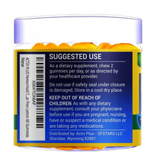 ACTIV PLUS Hemorrhoid Gummies vegan symbol on pack confirms plant-based, sugar-free composition.