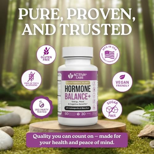 Activa Labs+ Hormone Balance packaging features Ginkgo and Maca