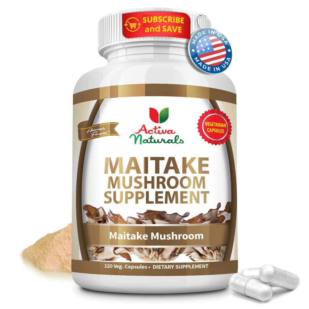 Activa Naturals Maitake bottle on kitchen counter for daily vitality