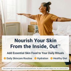 ActivatedYou Essential Skin Food packaging highlights Dermaval and Lysine for collagen support.