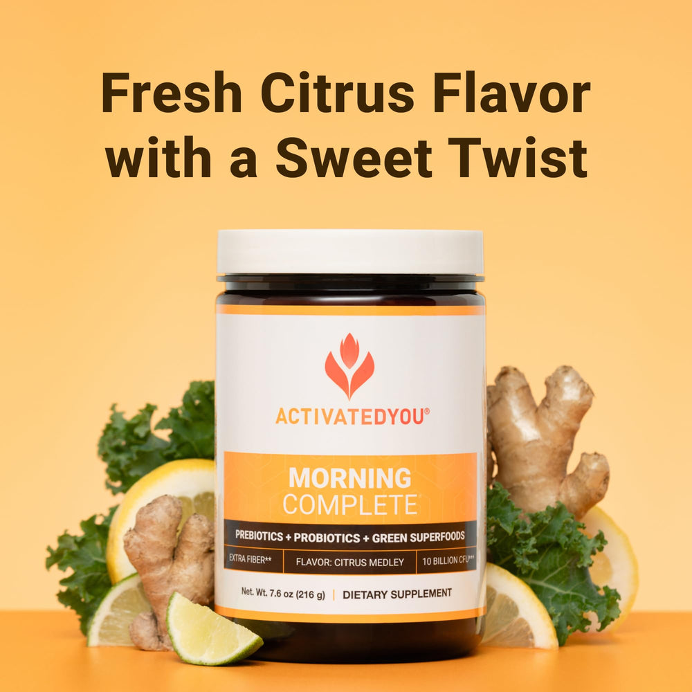 ActivatedYou Morning Complete powder dispense ready to mix into smoothies.