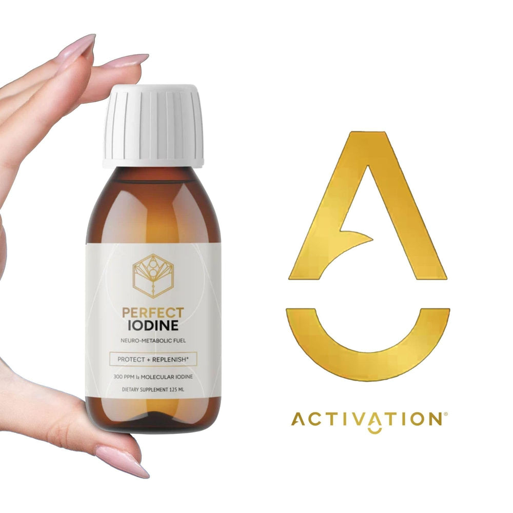 Activation iodine dropper enables precise dosage for thyroid support.