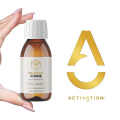 Activation iodine dropper enables precise dosage for thyroid support.