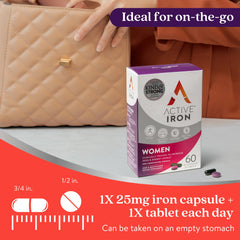 ACTIVEIRON brand logo close-up signals trusted women's nutrition