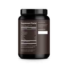 Active Stacks Collagen Chocolate nutrition label on packaging highlighting grass-fed ingredients