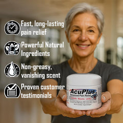 AcuPlus application on shoulder demonstrating targeted relief for stiff joints.