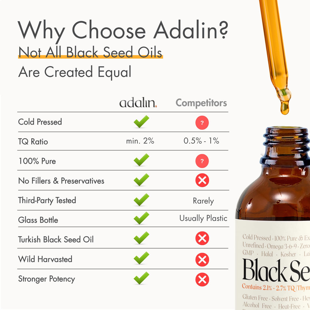 Adalin Black Seed Oil skin-hair application demonstrates versatile daily use.