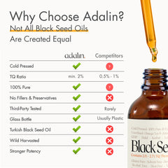 Adalin Black Seed Oil skin-hair application demonstrates versatile daily use.
