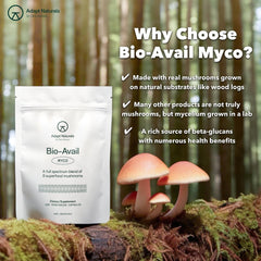 Adapt Naturals Bio-Avail Myco label close-up highlighting full-spectrum formula.