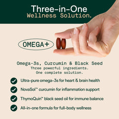 Adapt Naturals Omega-3 softgels closeup highlighting easy swallow