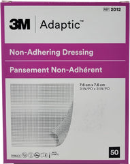Adaptic non-adherent dressing 3x3 box of 50 highlighting gentle wound protection and easy removal.