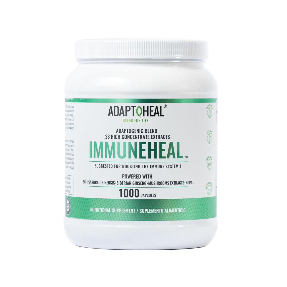 ADAPTOHEAL Immuneheal bottle front view for immune support and daily balance.