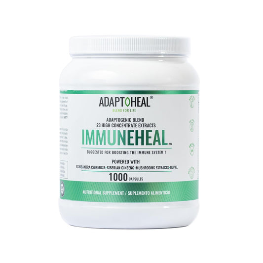 ADAPTOHEAL Immuneheal bottle front view for immune support and daily balance.