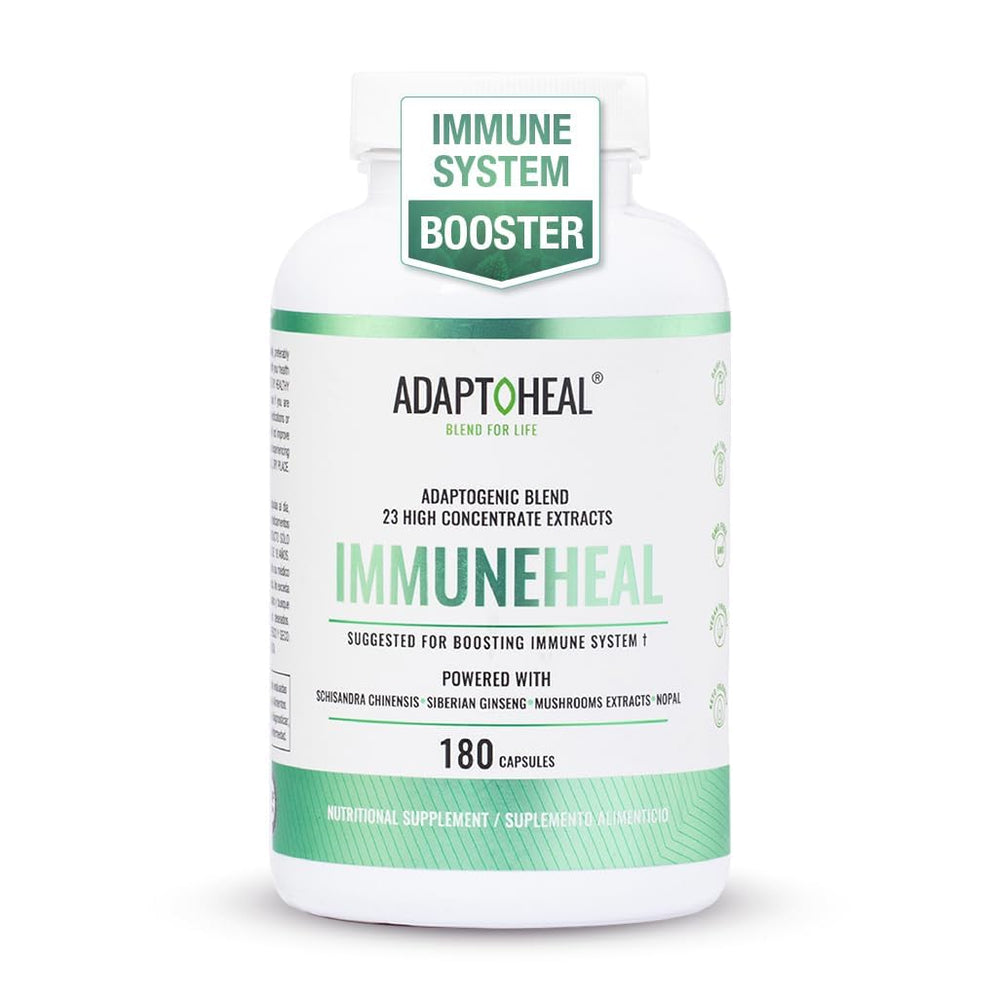 ADAPTOHEAL Immuneheal bottle front for daily immune support.