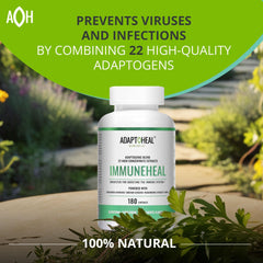 ADAPTOHEAL Immuneheal bottle held during a wellness routine.