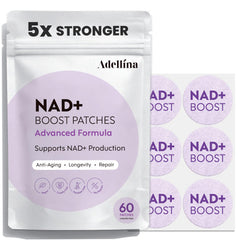Adellina NAD+ Patch time-release graphic shows 8–12 hour delivery