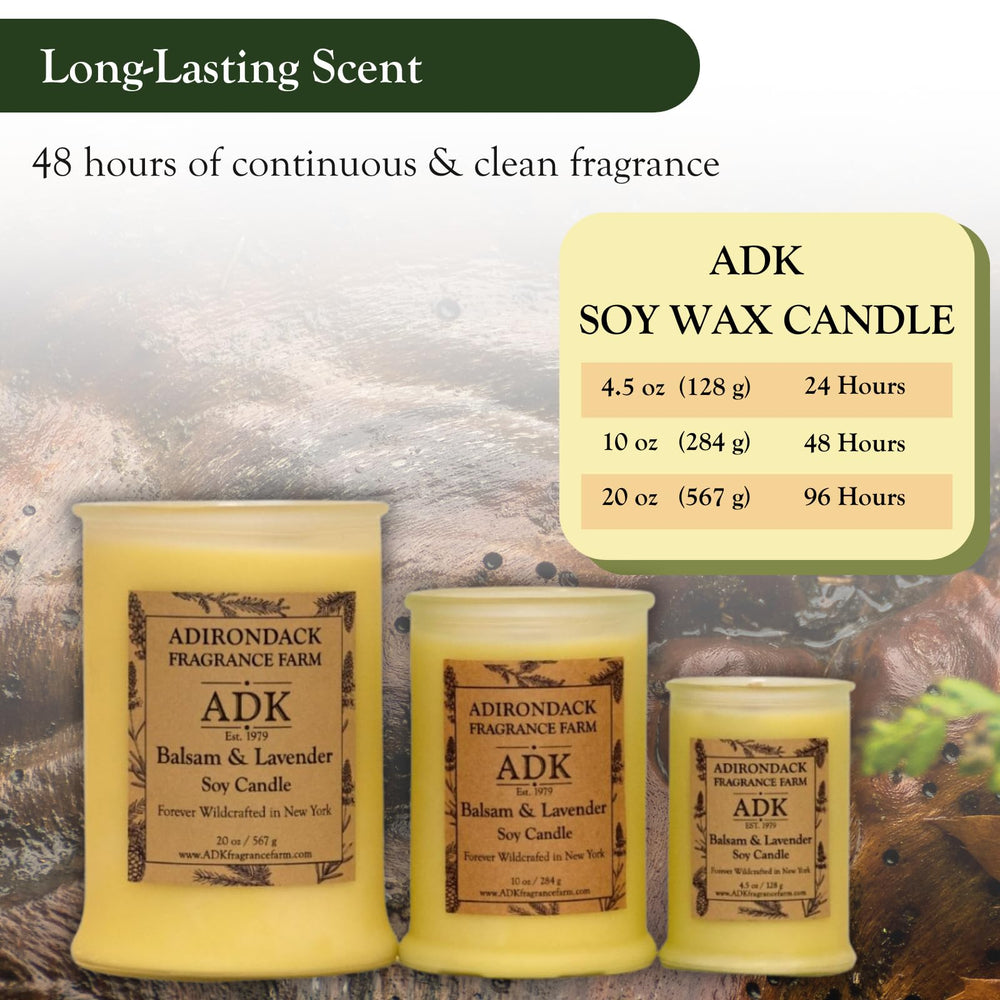 Warm glow from the ADK Balsam and Lavender Candle creating soft lighting