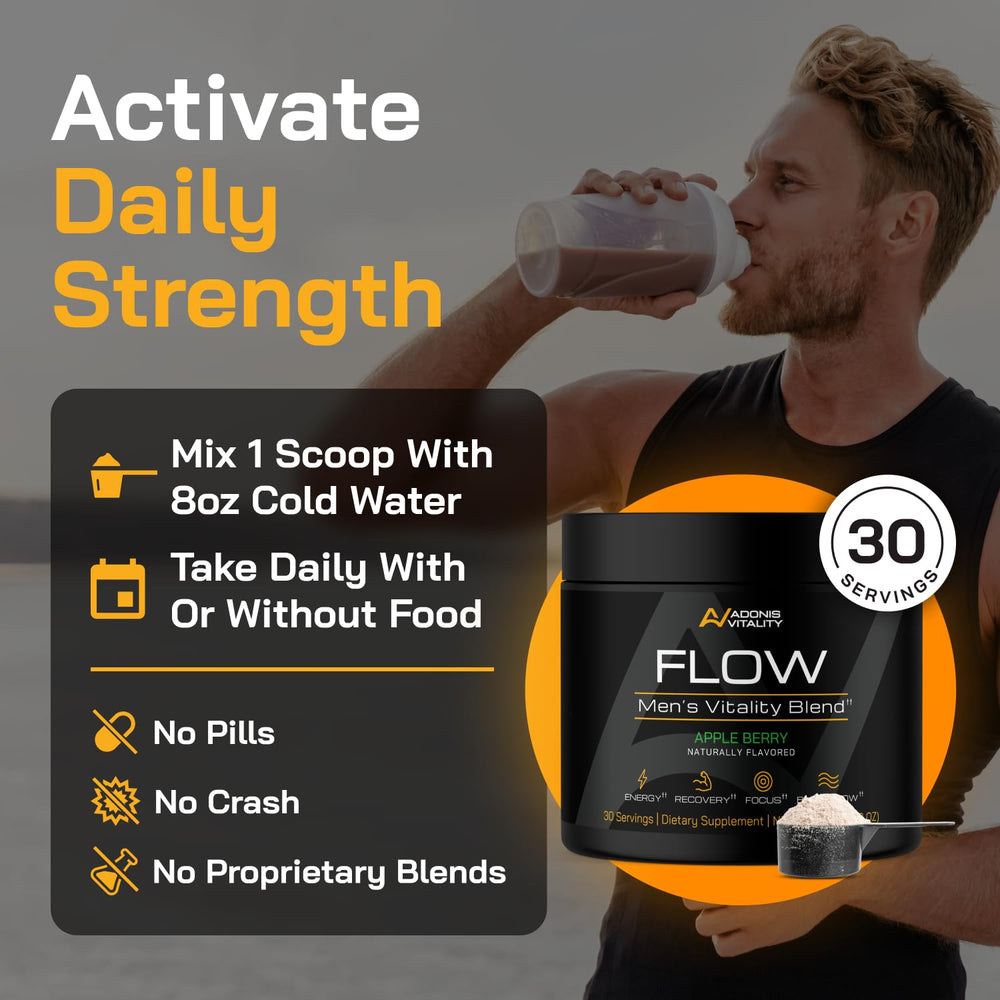 Gym setup with Adonis Vitality Flow suggesting performance and endurance.
