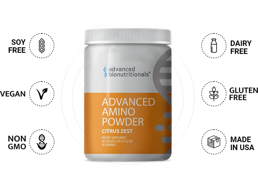 Advanced Amino Powder glass with shaker communicates sustained energy during workouts