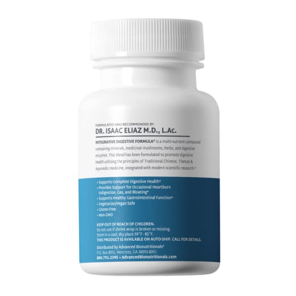 Digestive system illustration highlighting Advanced Bionutritionals Integrative Digestive Formula supporting gut health.