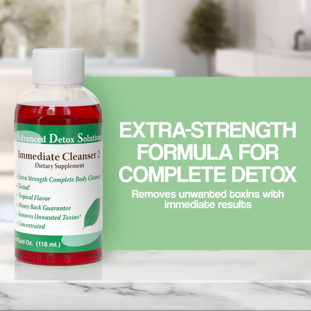 Advanced Detox Solutions Immediate Cleanser 2 packaging close-up highlighting clear labeling and product details.