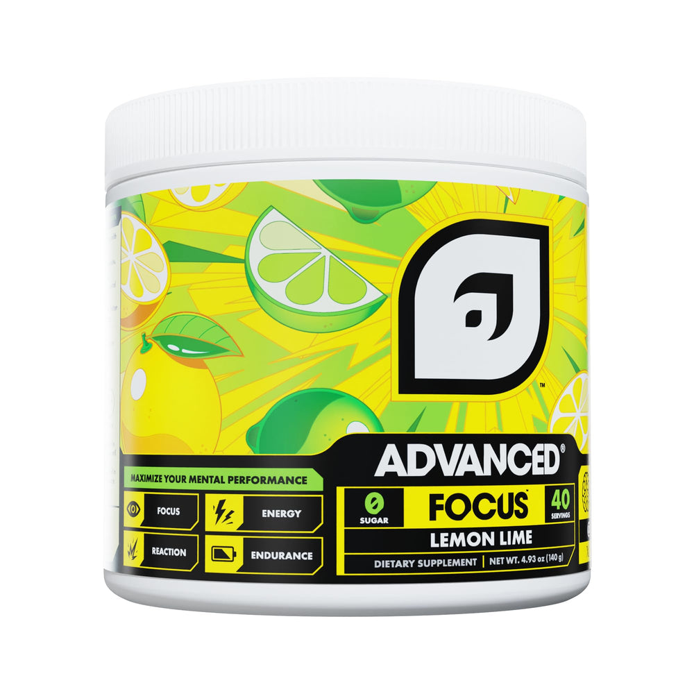 Advanced Focus Lemon Lime label highlights the patented focus formula.