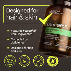 DermaIRON label details emphasize purity and independent testing