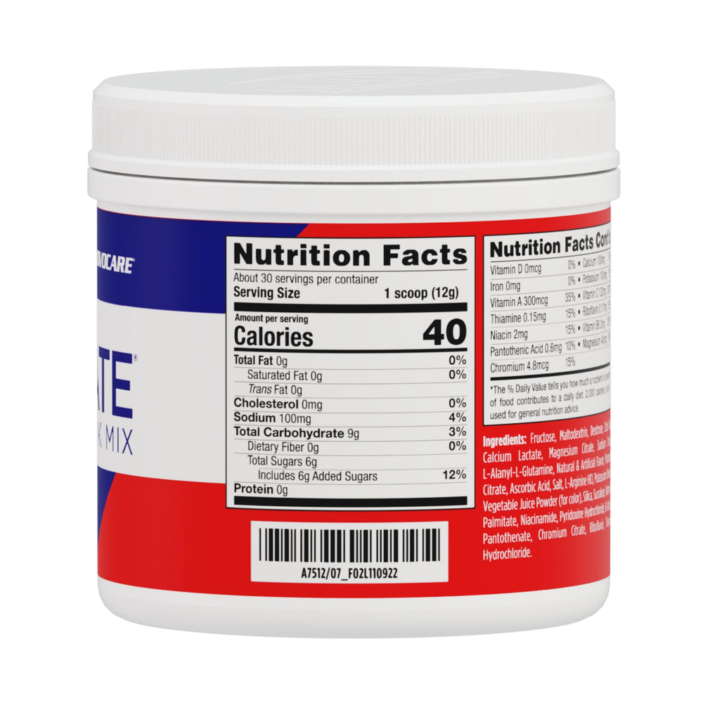 AdvoCare Rehydrate pouring into a glass as powder rapidly dissolves for a refreshing drink.