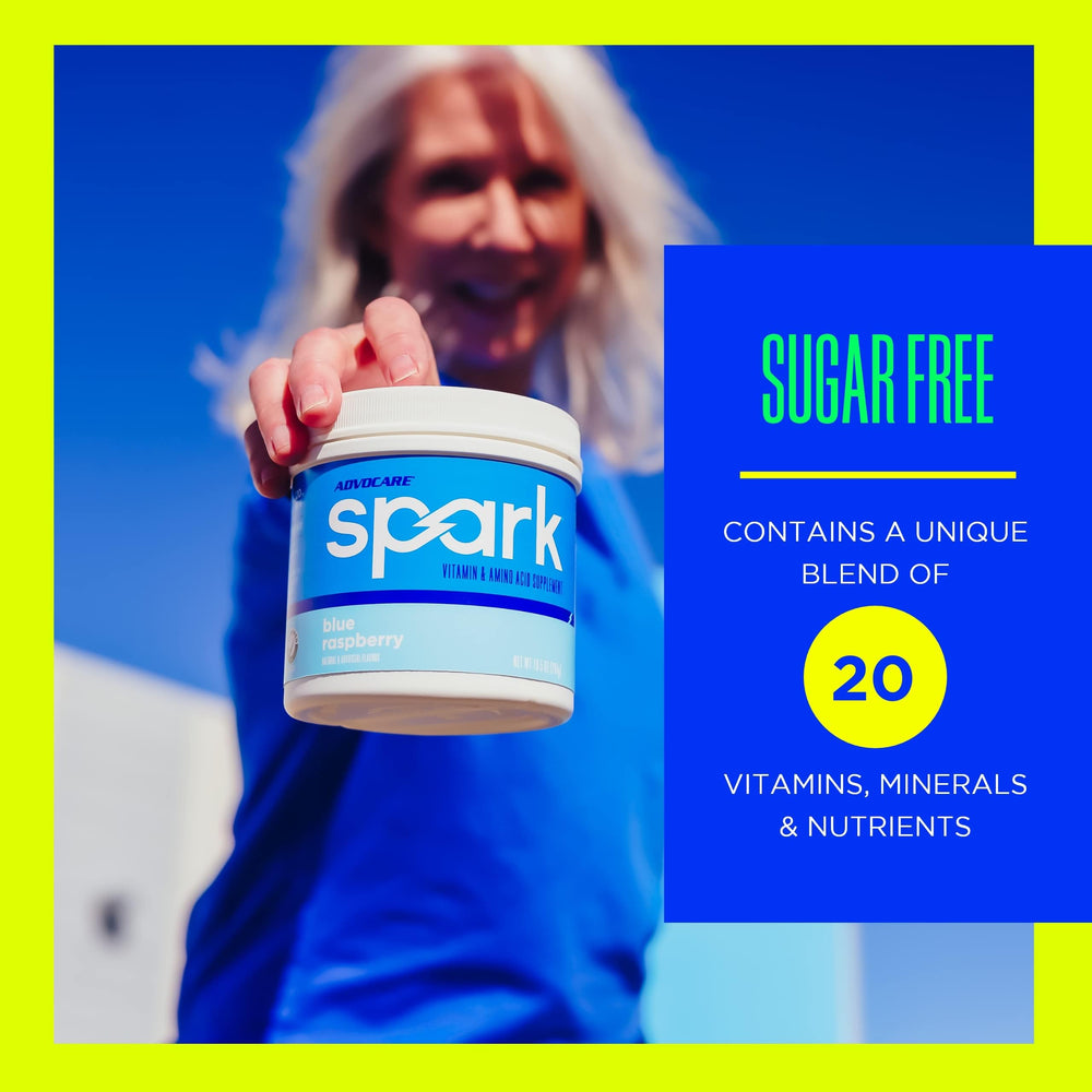 AdvoCare Spark glass with water shows a refreshing low-sugar energy option.