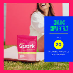Glass of Sunrise Grapefruit flavored AdvoCare Spark ready to sip.