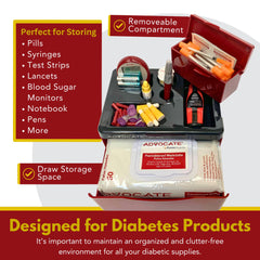 Advocate travel-compact organizer is ideal for on-the-go diabetes care.