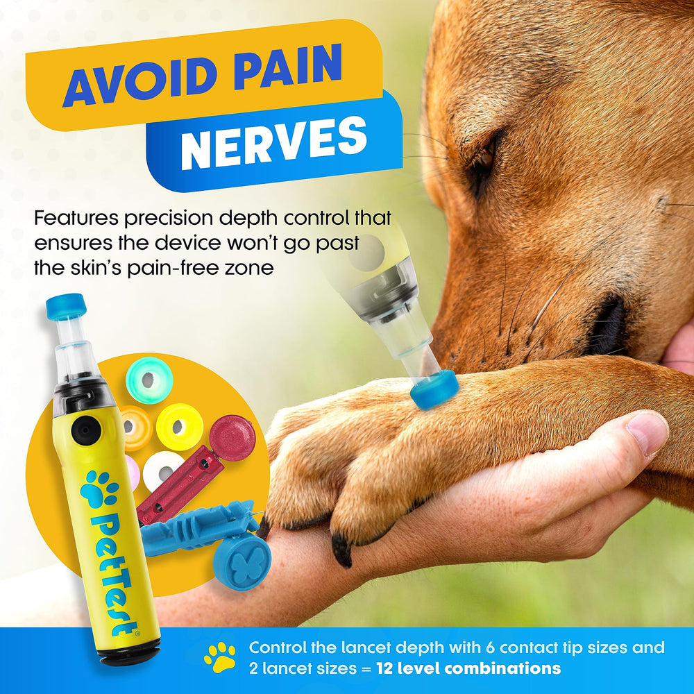 PetTest six contact tips offering flexible depth for comfortable sampling