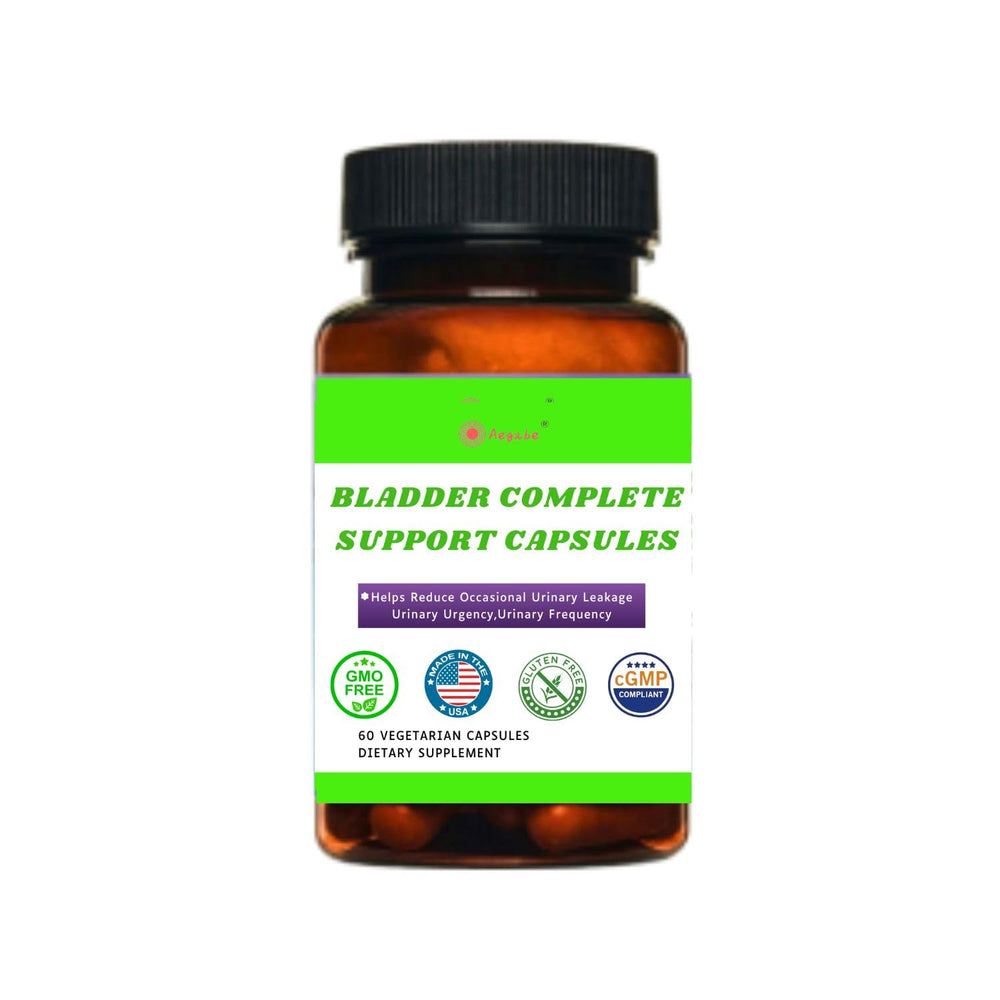 Aegabe bladder control bottle with daily capsules for urinary comfort.