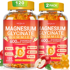 AEQNJV Magnesium Glycinate Gummies Apple bottle for daily sleep support.