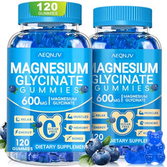 AEQNJV magnesium glycinate gummies bottle—600 mg formula for daily sleep support