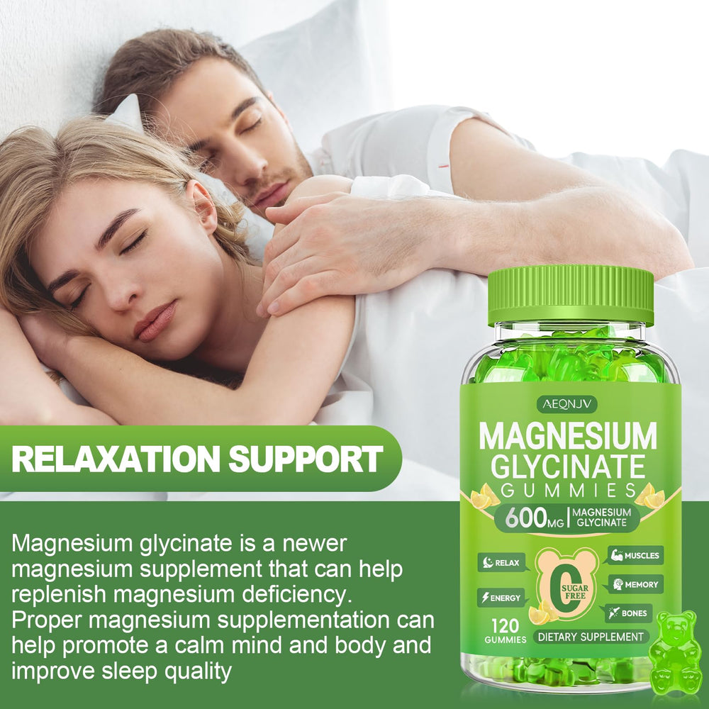 AEQNJV Magnesium Glycinate Gummies vegan symbol on packaging confirms dietary fit