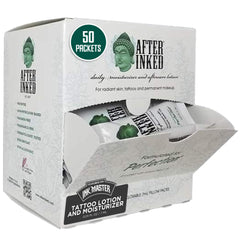 After Inked Tattoo Lotion pillow-pack front shows branding and 7ml hydration