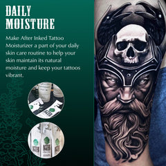 After Inked Lotion texture on skin demonstrates rich hydration for tattooed areas