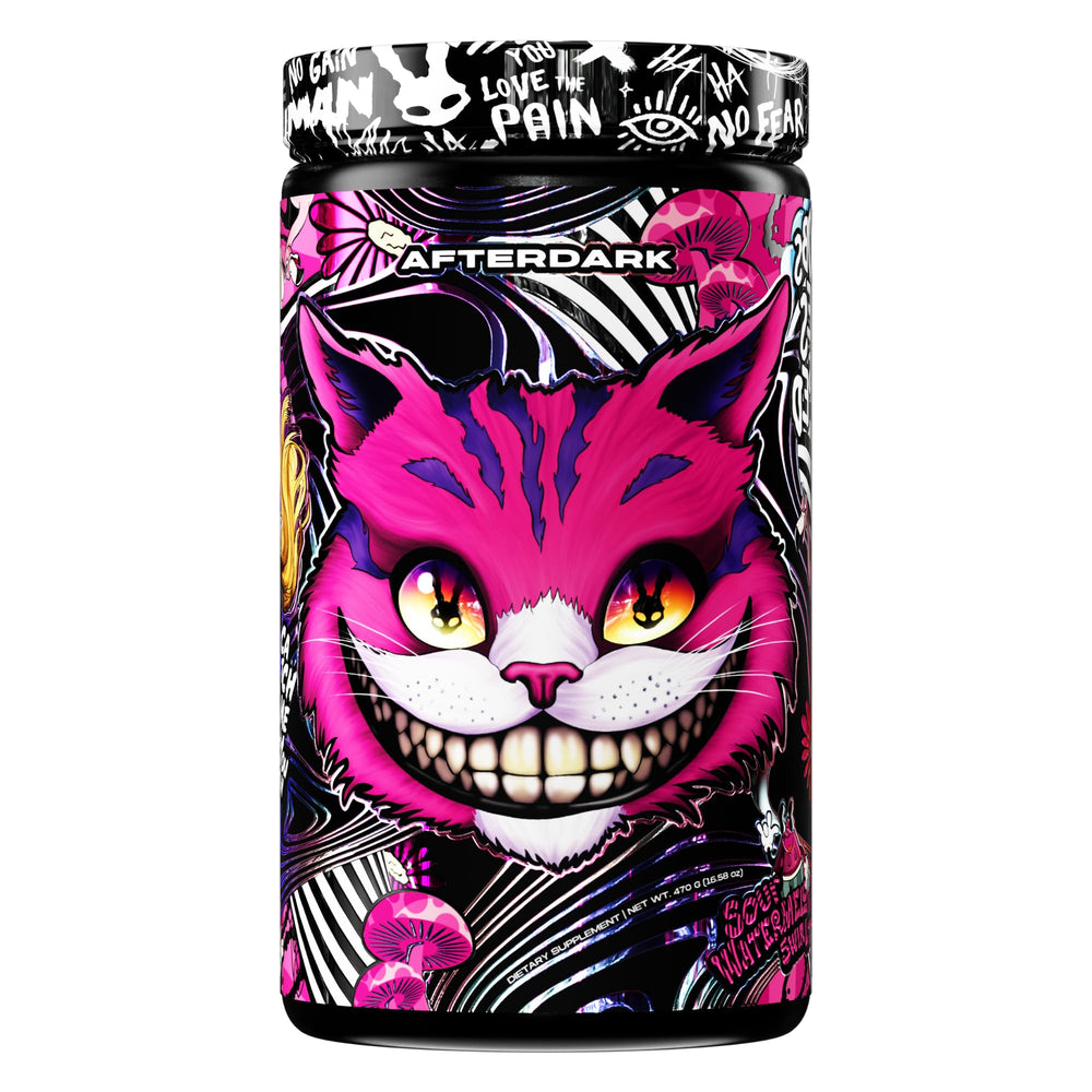 AFTERDARK INHUMAN Void bottle close-up highlighting vegan pre-workout energy.