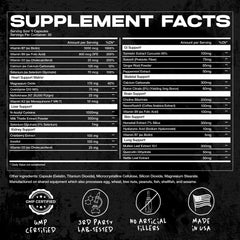 AfterDARK OrganX ingredient panel shows clean, USA-made formulation.