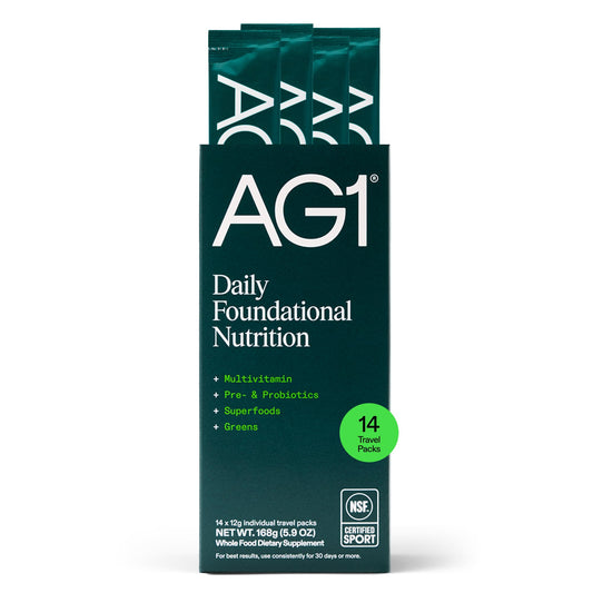 AG1 athletic greens tub with scoop for daily nutrition support