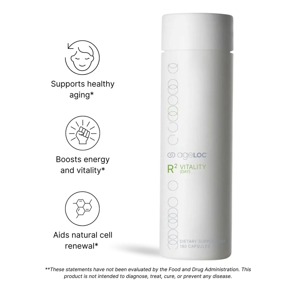 ageLOC Nu Skin R² Day packaging box with clean design for a focused vitality routine.