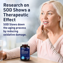 AgeImmune SOD ingredient plate showcasing ALA, Lysine, AKG for antioxidative protection.