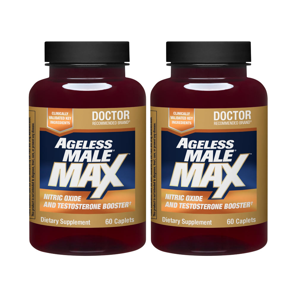 Ageless Male Max bottle front view highlights total testosterone support
