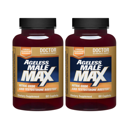 Ageless Male Max bottle front view highlights total testosterone support